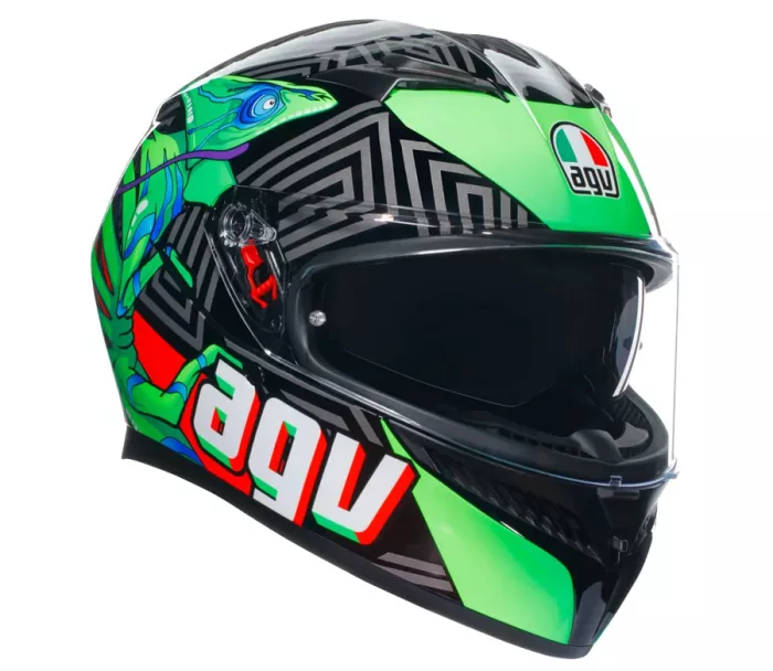 Kask motocyklowy AGV K3 E2206 KAMALEON BLACK/RED/GREEN