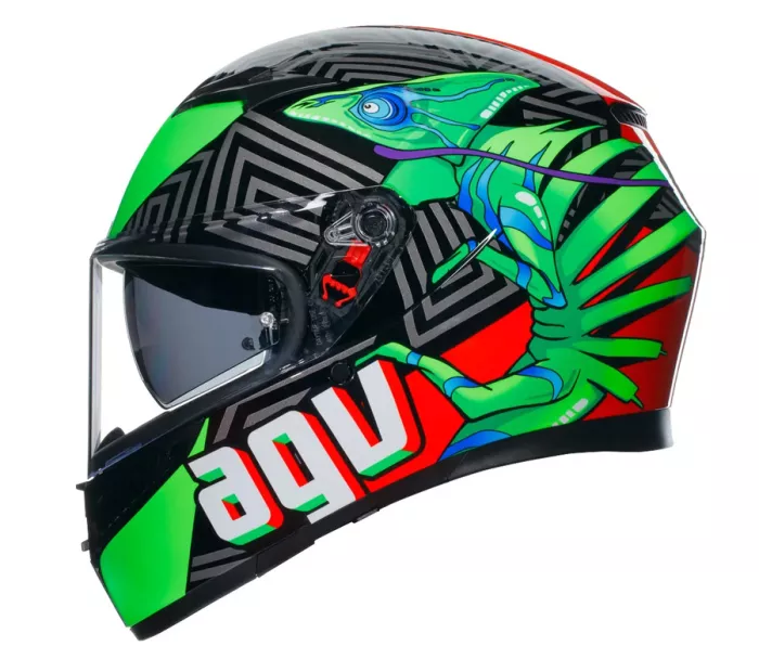 Kask motocyklowy AGV K3 E2206 KAMALEON BLACK/RED/GREEN