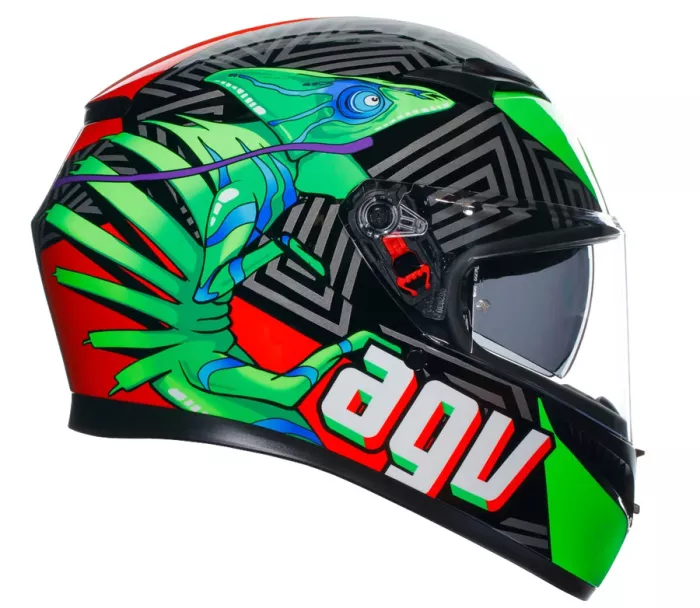 Kask motocyklowy AGV K3 E2206 KAMALEON BLACK/RED/GREEN