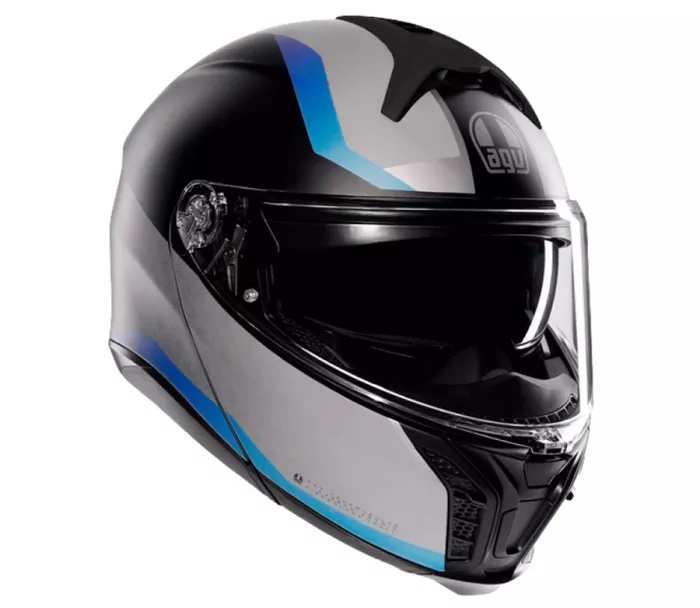 Helma na moto AGV TOURMODULAR E2206 MPLK STRAY BLACK/GREY/BLUE