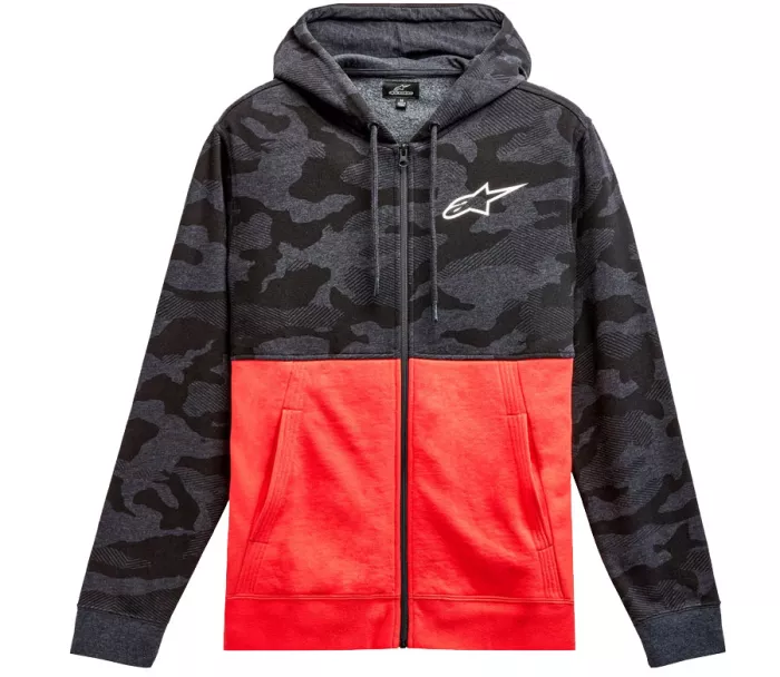 Bluza z kapturem Alpinestars Camo block szaro-czerwona