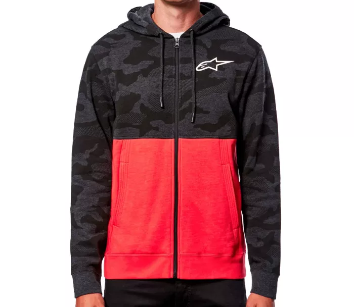 Bluza z kapturem Alpinestars Camo block szaro-czerwona