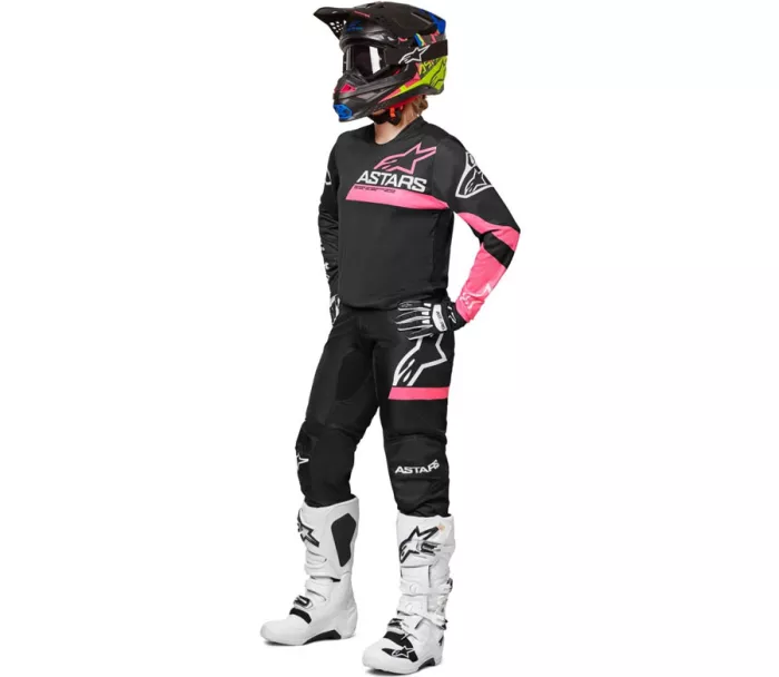 Damskie spodnie motocrossowe Alpinestars Stella Fluid spodnie czarno/różowe fluo