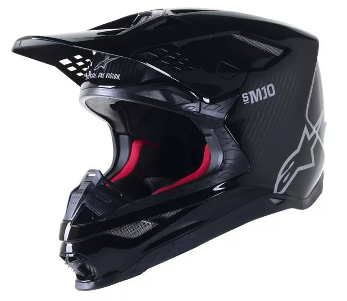 Kask motocrossowy Alpinestars S-M10 Supertech Solid czarny/błyszczący karbonowy