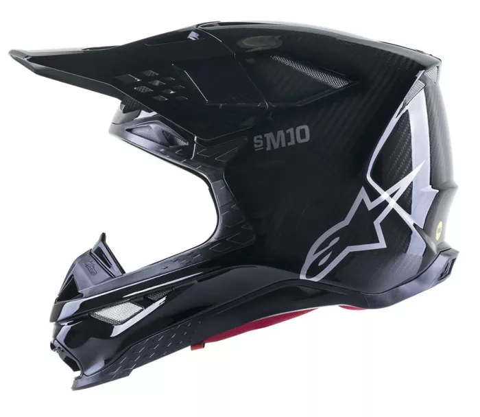 Kask motocrossowy Alpinestars S-M10 Supertech Solid czarny/błyszczący karbonowy