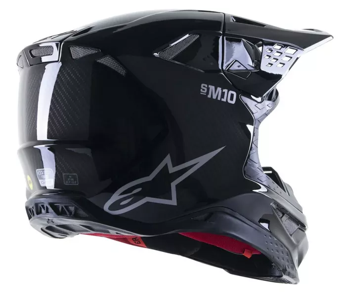 Kask motocrossowy Alpinestars S-M10 Supertech Solid czarny/błyszczący karbonowy