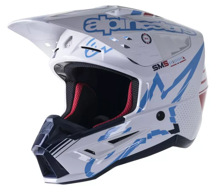 Kask motocrossowy Alpinestars S-M5 Action biało/niebieski połysk