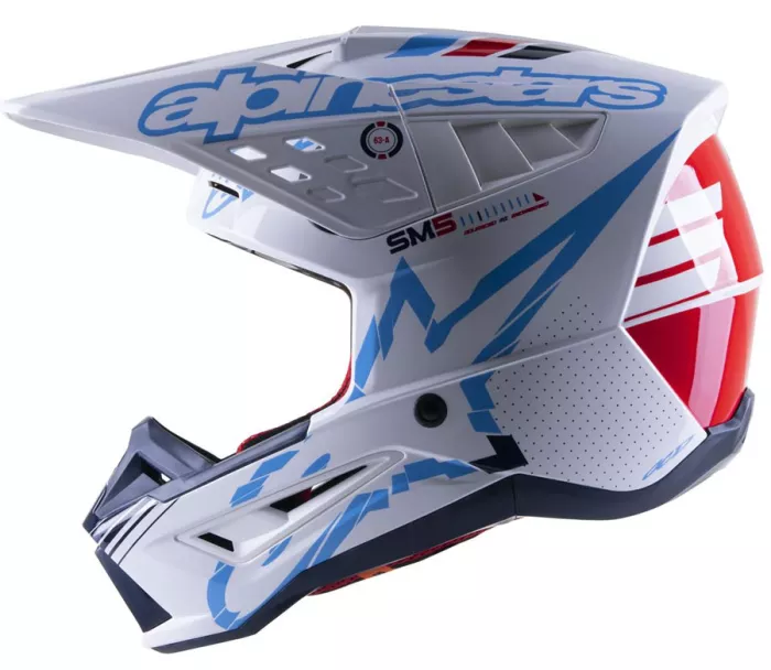 Kask motocrossowy Alpinestars S-M5 Action biało/niebieski połysk