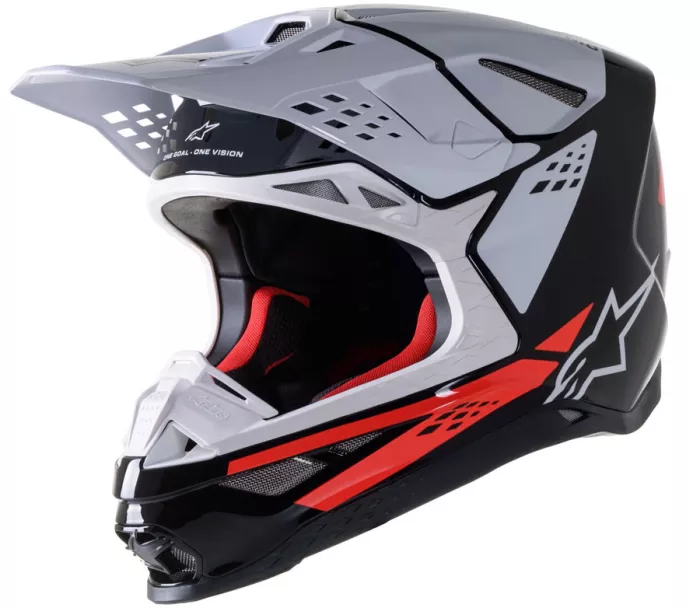 Kask motocrossowy Alpinestars Supertech M8 Factors czarny / czerwony / biały połysk