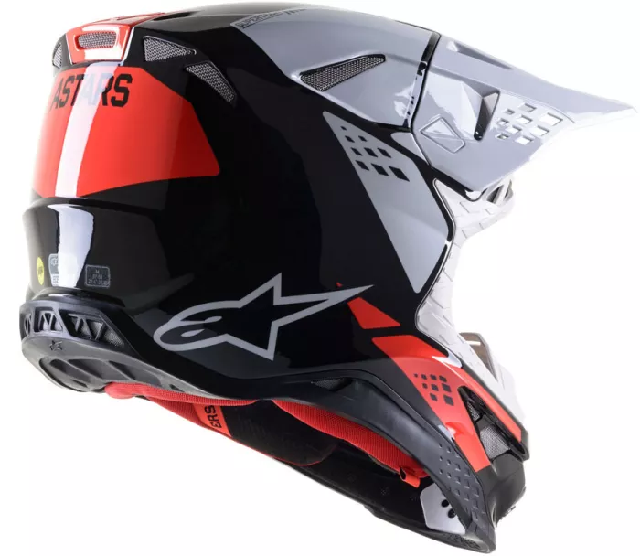 Kask motocrossowy Alpinestars Supertech M8 Factors czarny / czerwony / biały połysk