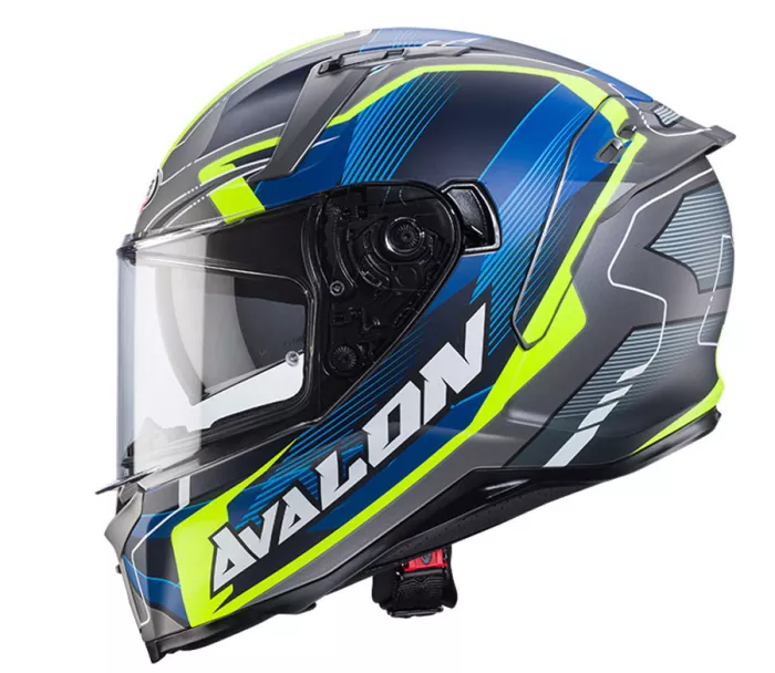 Kask motocyklowy Caberg Avalon X Optic matowy szary/niebieski/żółty fluo