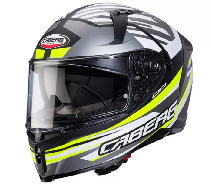 Kask motocyklowy Caberg Avalon X Kira matowy czarny/szary/żółty fluo