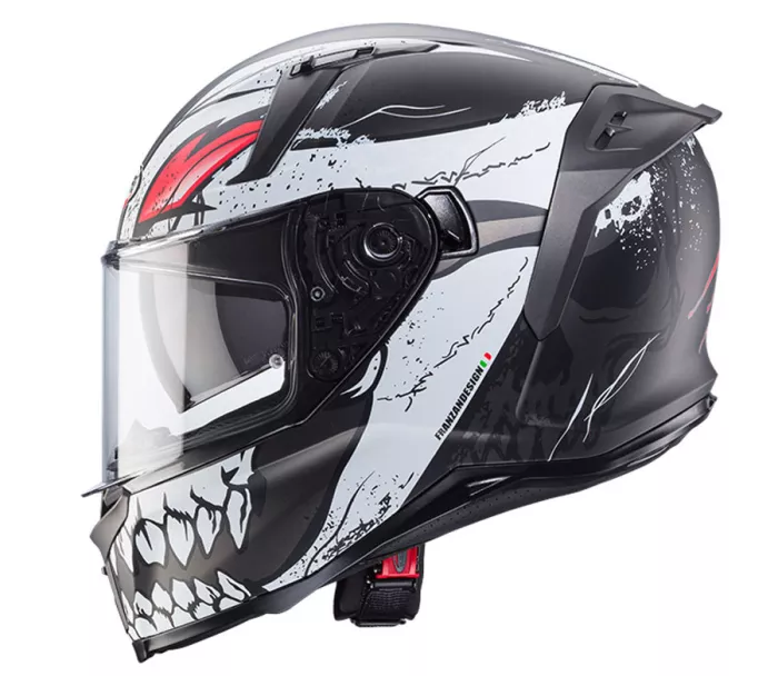 Kask motocyklowy Caberg Avalon X Punk matowy szary/biało/czerwony