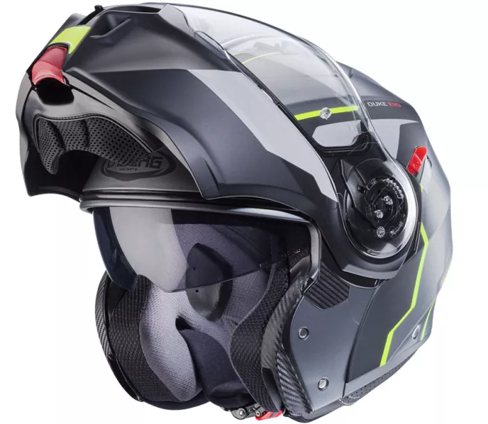 Kask motocyklowy Caberg Duke Evo Move matowy metal/czarno-żółty fluo