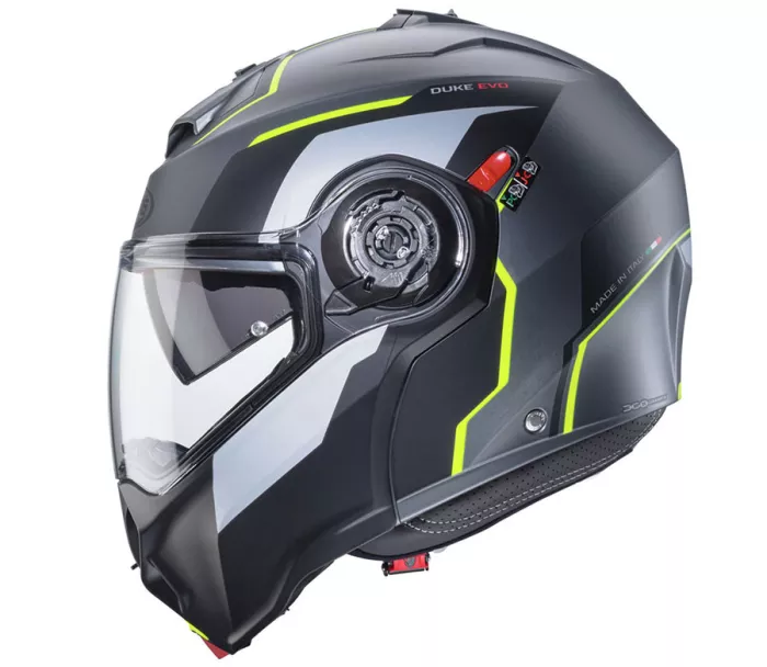 Kask motocyklowy Caberg Duke Evo Move matowy metal/czarno-żółty fluo