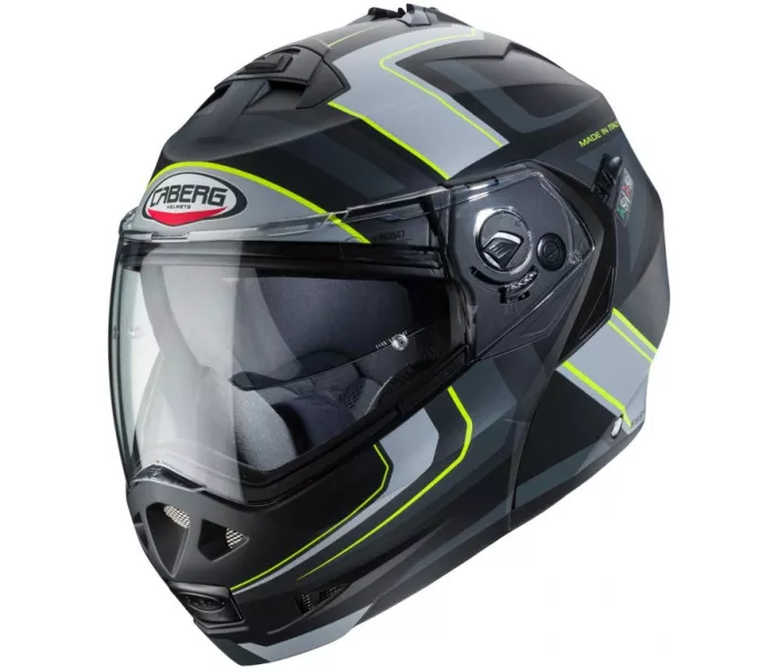 Kask motocyklowy Caberg Duke II Tour mat czarny / żółty fluo / antracyt / srebrny