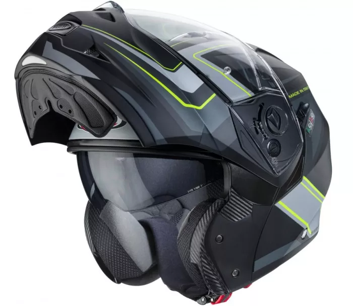 Kask motocyklowy Caberg Duke II Tour mat czarny / żółty fluo / antracyt / srebrny