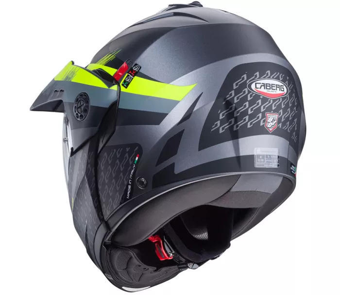 Kask motocyklowy Caberg Tourmax X Sarabe matt gun metal/czarno-żółty fluo