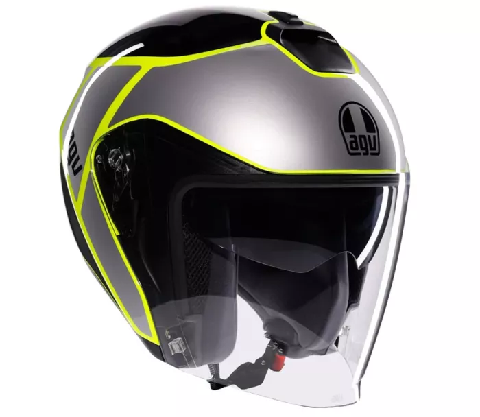 Kask otwarty AGV IRIDES E2206 DAVAO BLACK/GREY/YELLOW FLUO