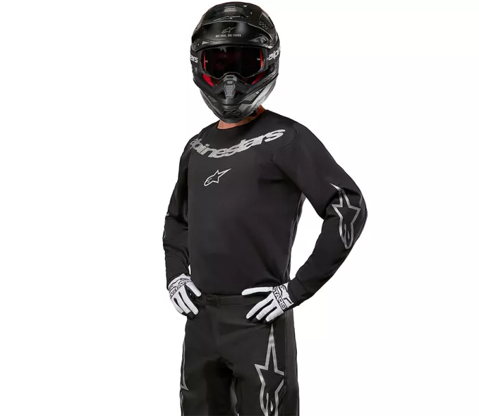 Koszulka MX Alpinestars Fluid grafitowo-czarno-srebrna