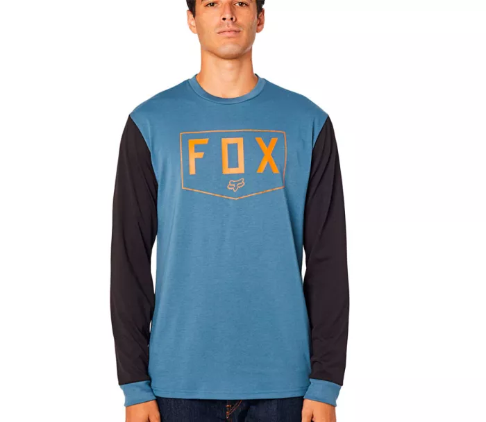 T-shirt Fox Shield Ls Tech niebieska stal