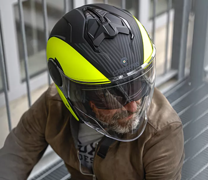 Otwórz kask Caberg Soho Milano matt black/yellow fluo