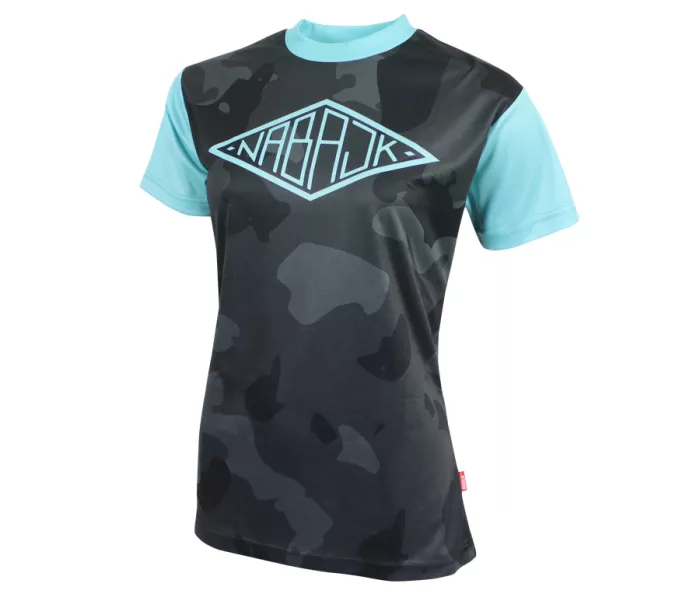 Koszulka damska Nabajk Shpindler short sleeve black camo/turquoise