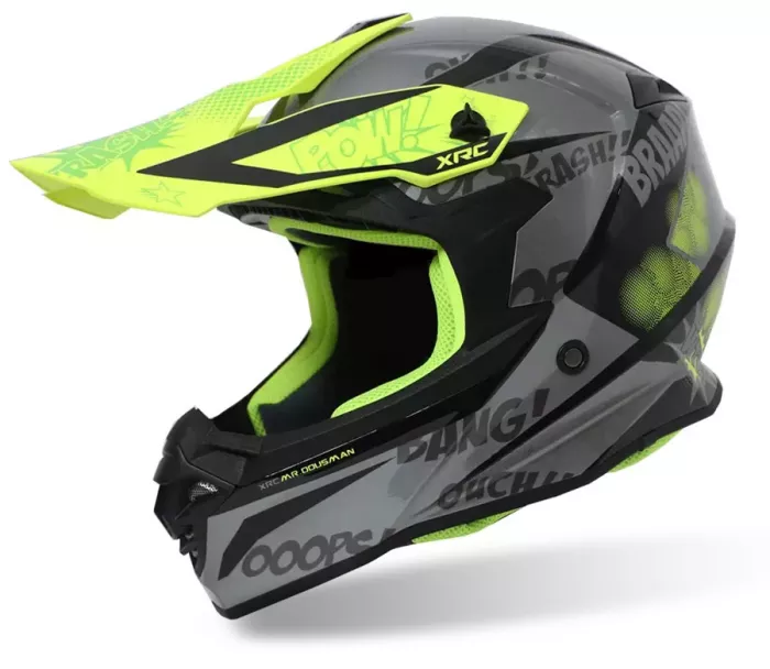 Kask motocrossowy XRC Dousman szary/żółty fluo