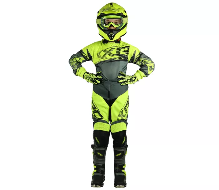 Dziecięce rękawice motocrossowe XRC MX Pablo fluo/szary