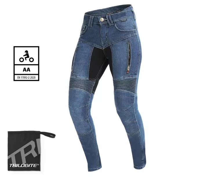 Damskie dżinsy motocyklowe Trilobite Parado skinny fit blue level 2