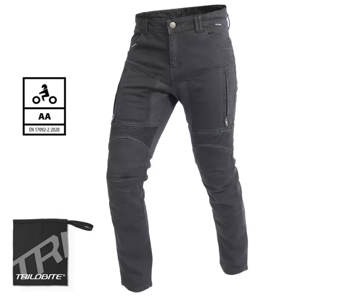 Spodnie męskie Trilobite Parado skinny fit black level 2 (Rozszerzony)