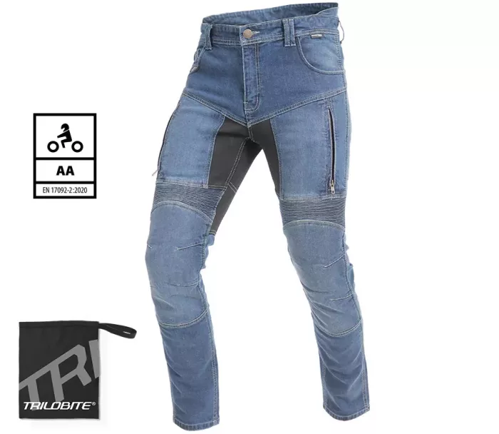 Męskie jeansy motocyklowe Trilobite Parado skinny fit blue level 2