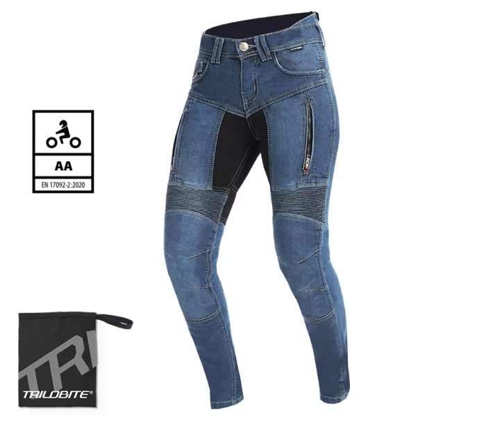 Damskie dżinsy motocyklowe  Trilobite Parado skinny fit blue level 2 (Rozszerzony)