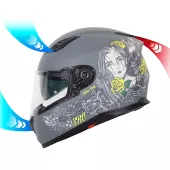 Kask motocyklowy XRC Cobra king matowy szary / fluo