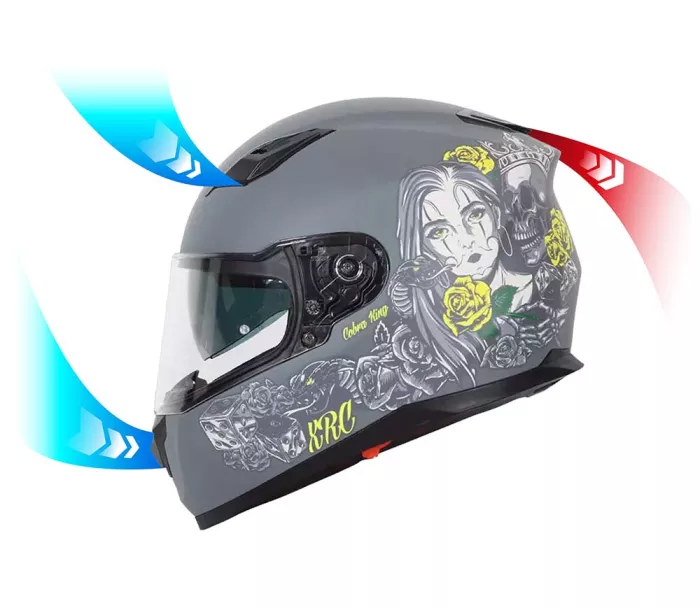 Kask motocyklowy XRC Cobra king matowy szary / fluo