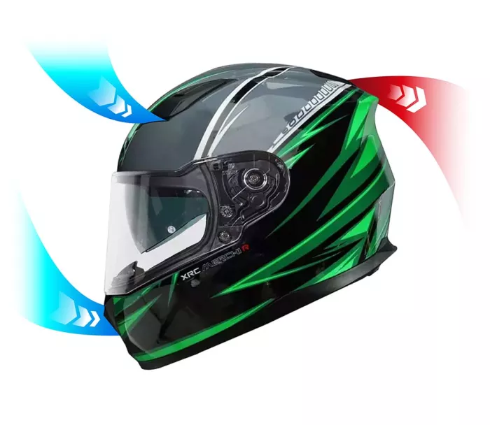 Kask motocyklowy XRC Merchi R czarny / zielony / szary