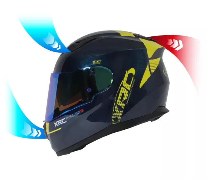 Kask motocyklowy XRC Pure GP 6 niebieski/żółty fluo