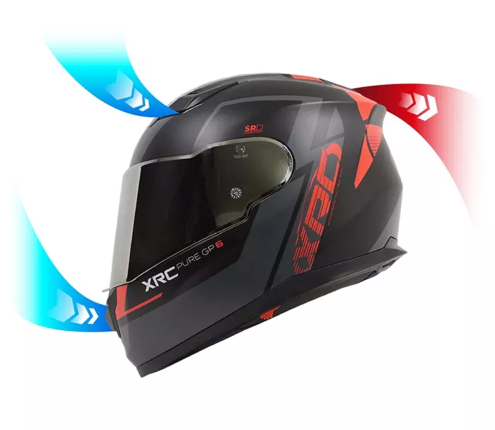 Kask motocyklowy XRC Pure GP 6 matowy czarno/czerwony