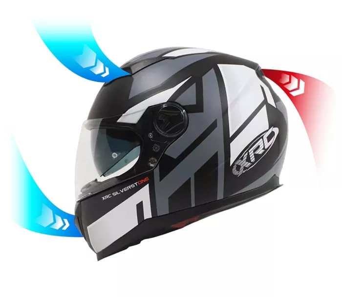 Kask motocyklowy XRC Silverstone matowy czarny/szary/biały