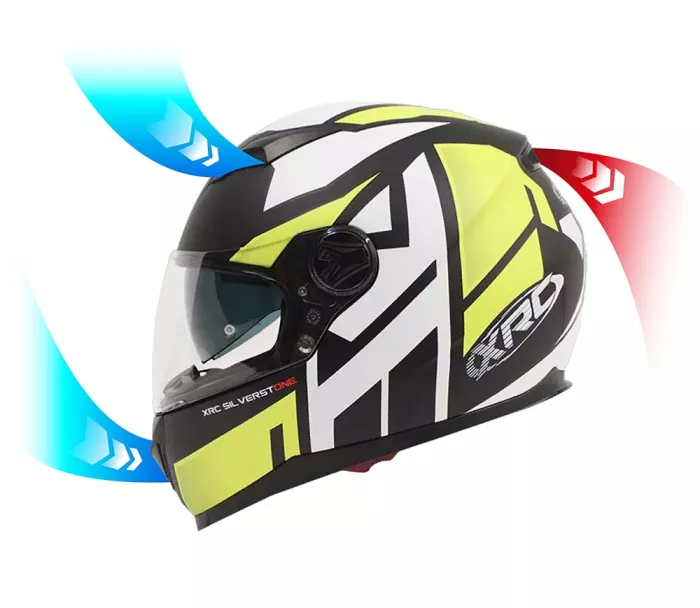 Kask motocyklowy XRC Silverstone matowy czarno/biało/żółty