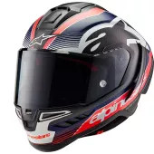 Integralny kask Alpinestars Supertech R10 Team black/carbon red fluo/dark blue matt