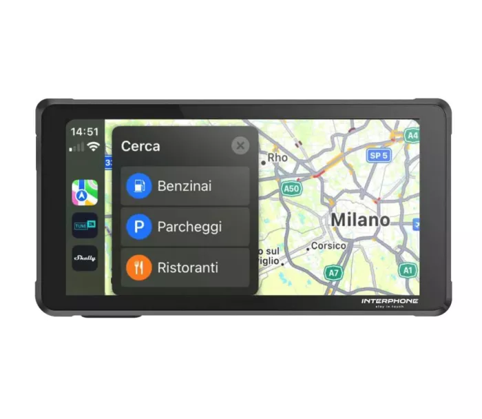 Wyświetlacz domofonowy CellularLine RIDESYNC - Apple CarPlay i Android Auto dla motocykli