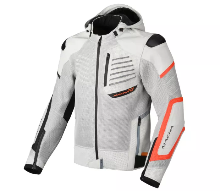 Męska kurtka motocyklowa Macna Risant Night Eye grey/orange leather