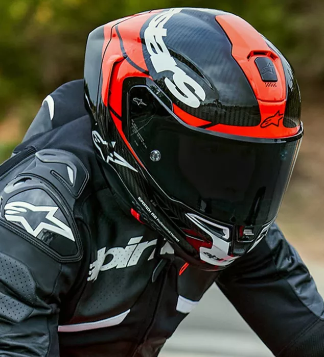 Integralny kask Alpinestars Supertech R10 Element black/carbon bright red/white gloss