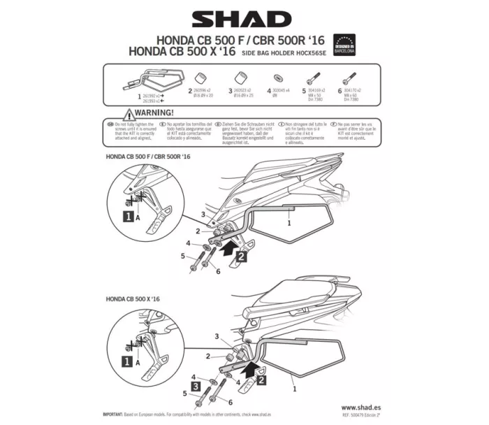 Shad H0CB51SR wsporniki do bocznych toreb Honda CB500F (19-22)