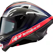 Integralny kask Alpinestars Supertech R10 Team black/carbon red fluo/dark blue matt