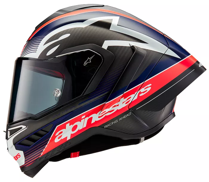 Integralny kask Alpinestars Supertech R10 Team black/carbon red fluo/dark blue matt