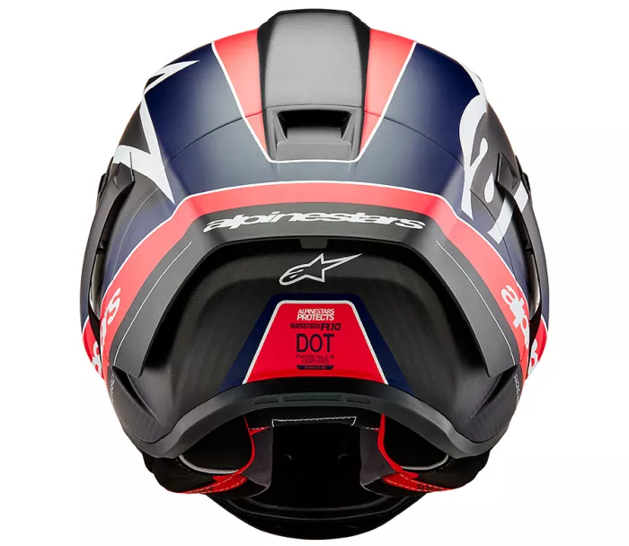 Integralny kask Alpinestars Supertech R10 Team black/carbon red fluo/dark blue matt