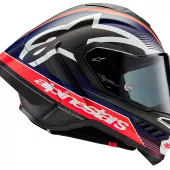 Integralny kask Alpinestars Supertech R10 Team black/carbon red fluo/dark blue matt