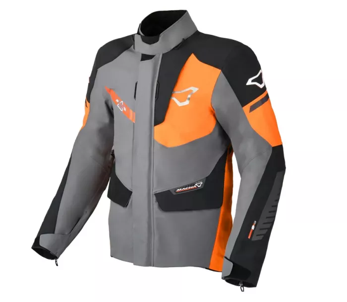 Męska kurtka motocyklowa Macna Synchrone Night Eye grey/orange/black